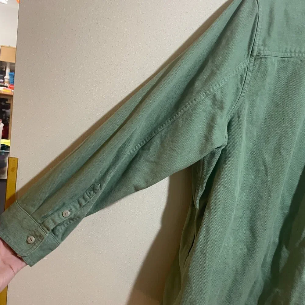 Madewell Size 2X Plus Garment-Dyed Twill Shirt Jacket Shacket Button Down Green - Picture 6 of 12